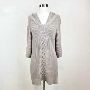 To The Max Beige Knit Hooded Sweater